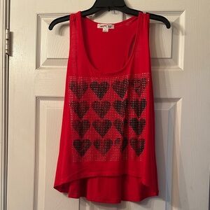 Red Heart Embellished Tank Top